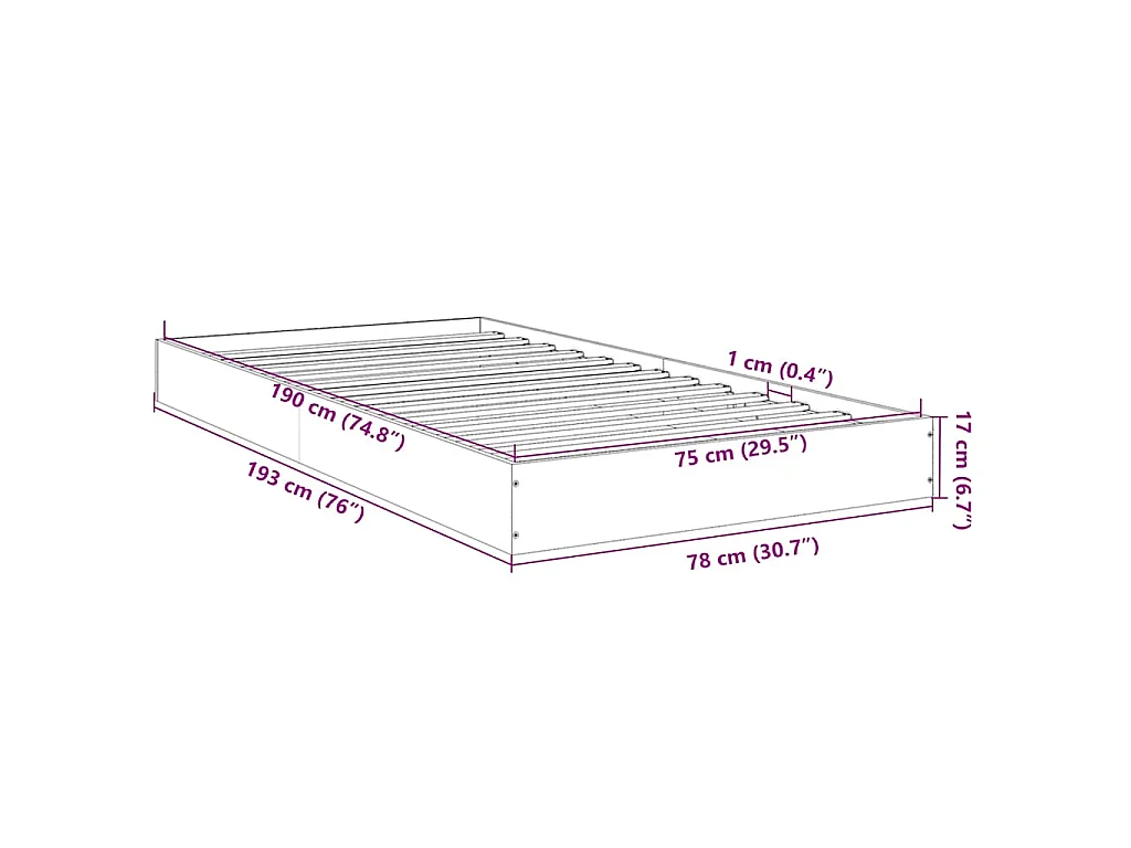 Cadre de lit sans matelas chêne sonoma 75x190 cm