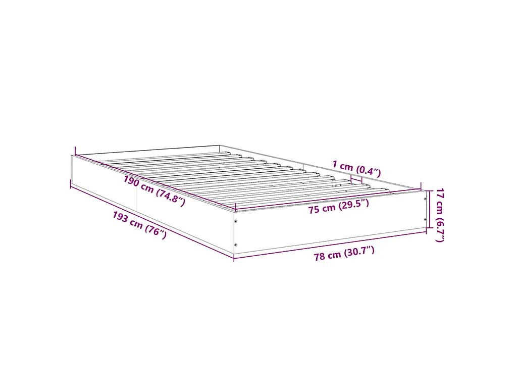 Cadre de lit sans matelas chêne sonoma 75x190 cm