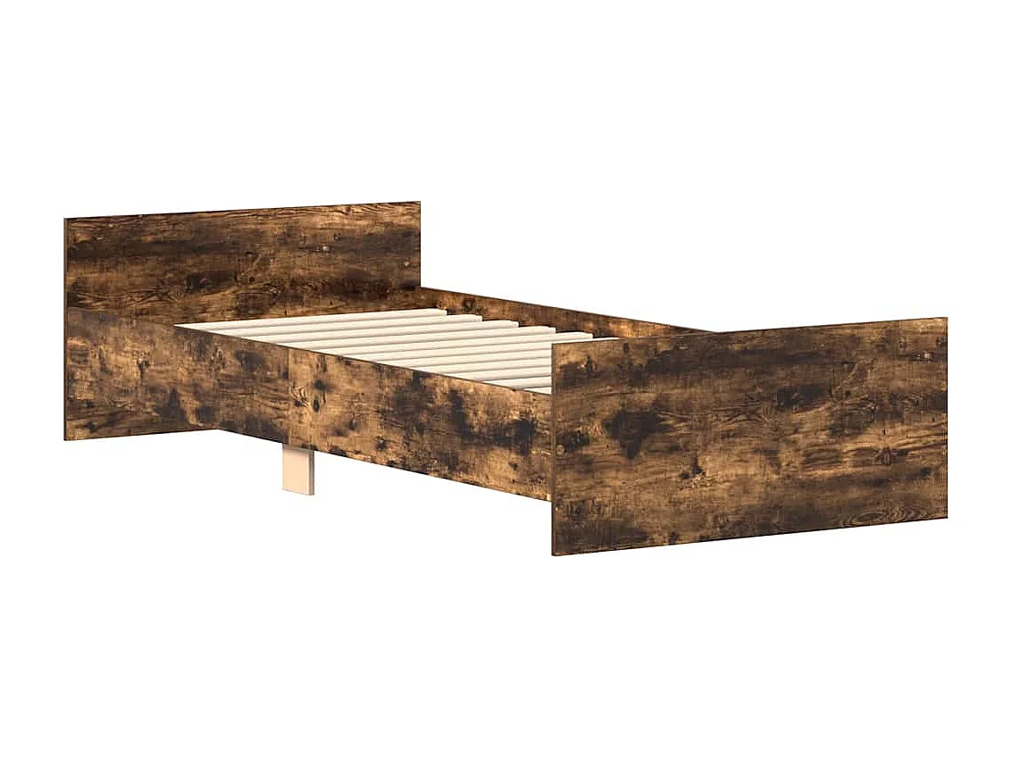 Cadre de lit sans matelas chêne fumé 75x190cm bois d'ingénierie