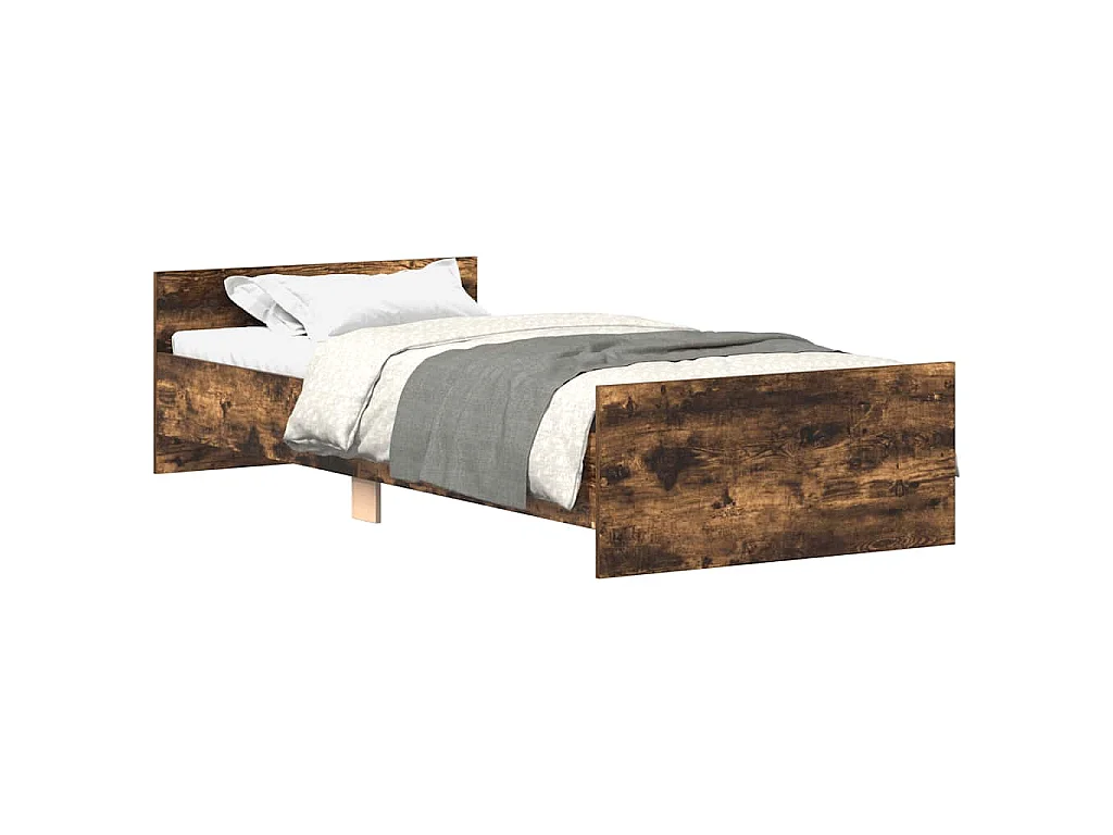 Cadre de lit sans matelas chêne fumé 75x190cm bois d'ingénierie