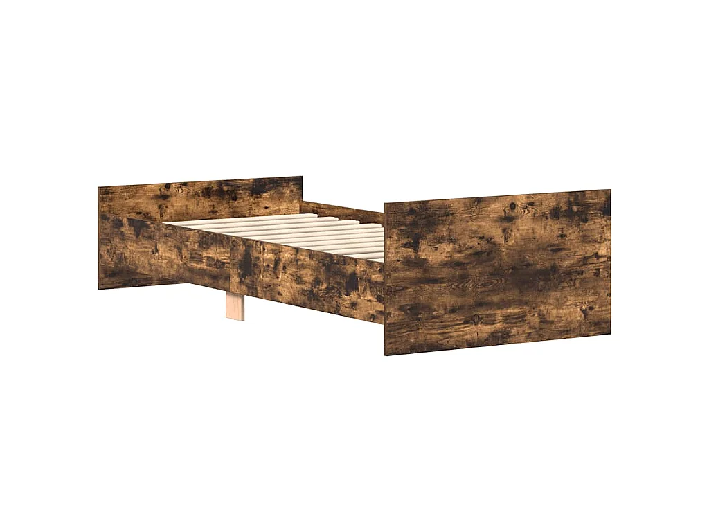Cadre de lit sans matelas chêne fumé 75x190cm bois d'ingénierie