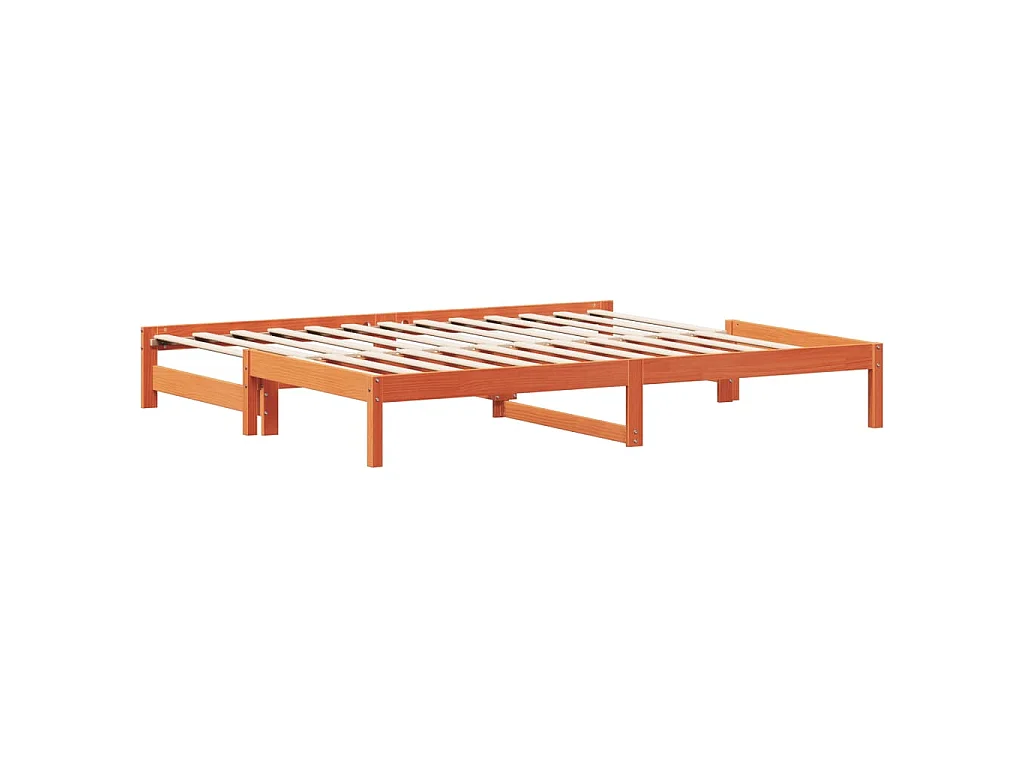 Divano con Letto Estraibile Marrone Cera 90x190cm Massello Pino