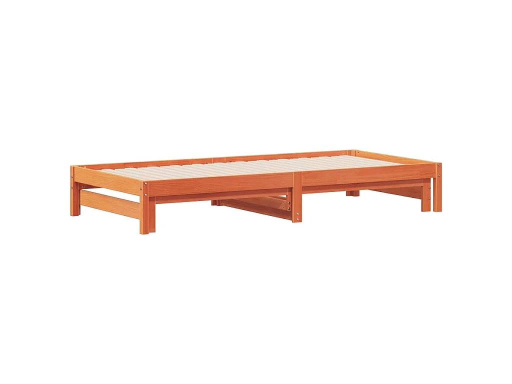 Lit de jour et lit gigogne sans matelas cire marron 90x190 cm