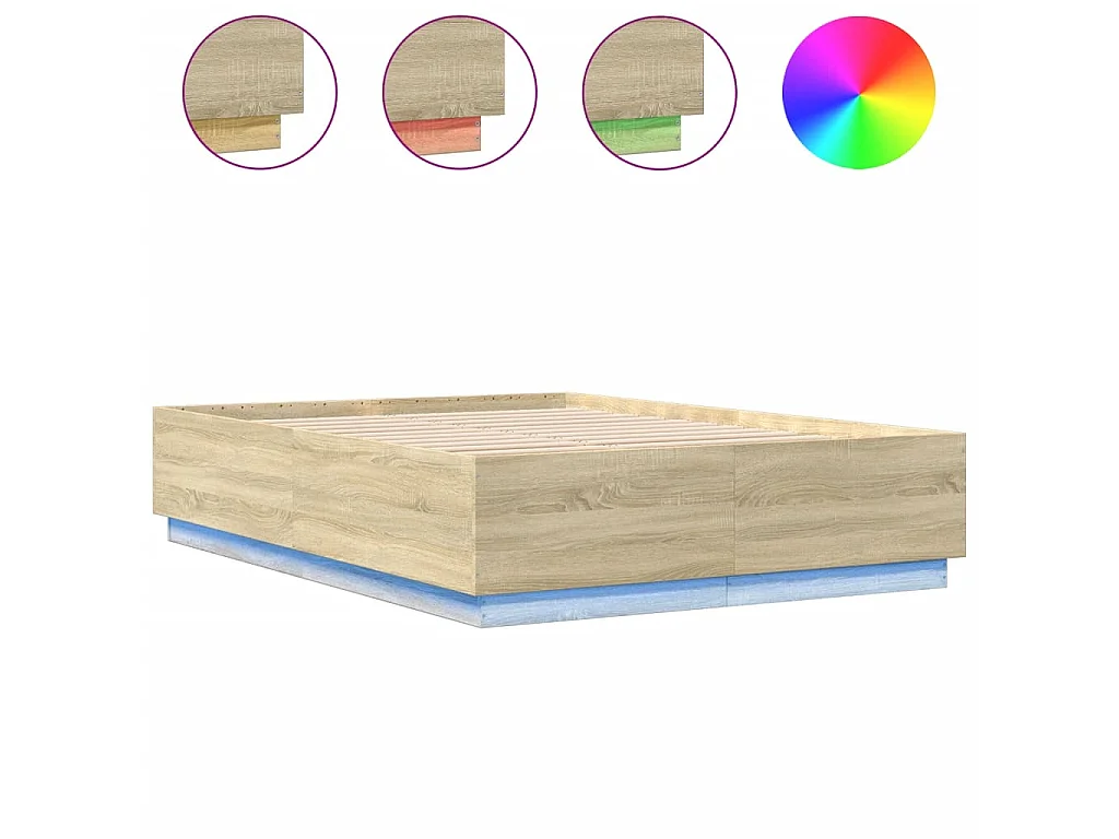 Bettgestell mit LED Sonoma-Eiche 160x200 cm Holzwerkstoff