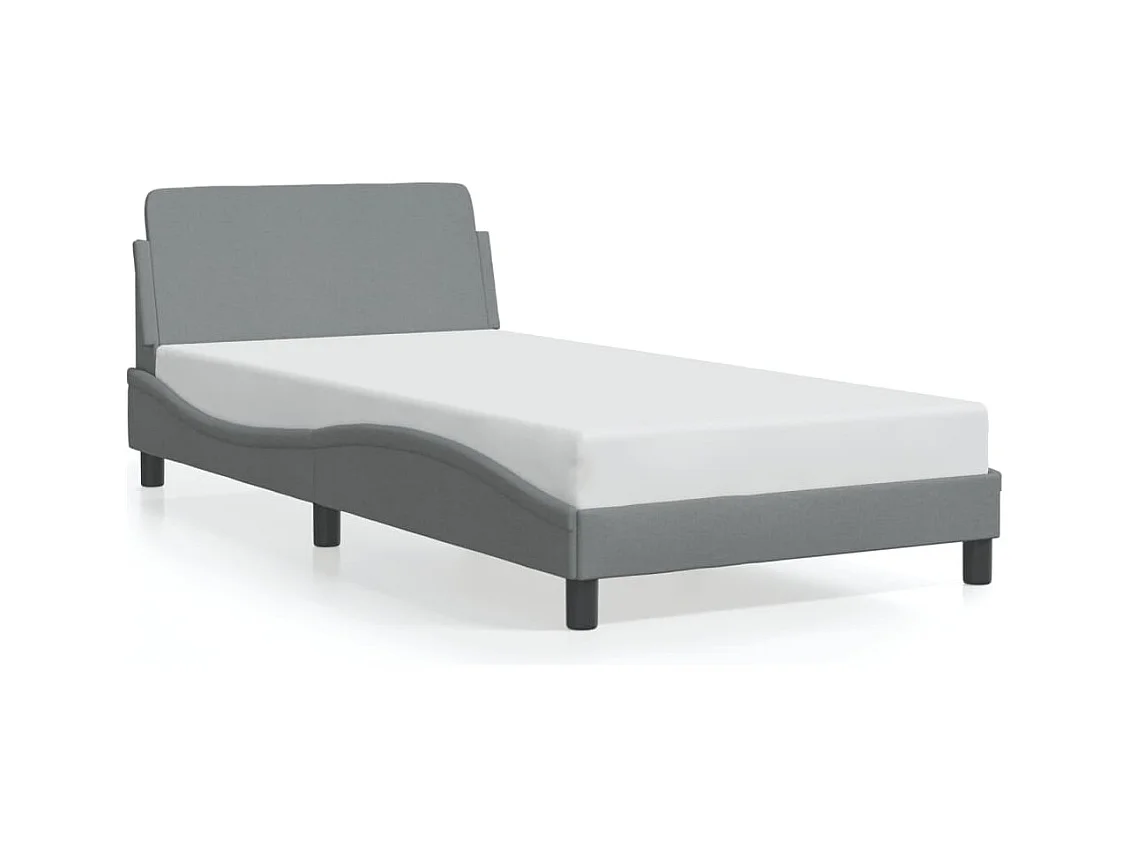 Cadre de lit sans matelas gris clair 100x200 cm tissu