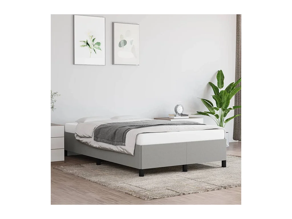 Cadre de lit sans matelas gris clair 120x190 cm tissu