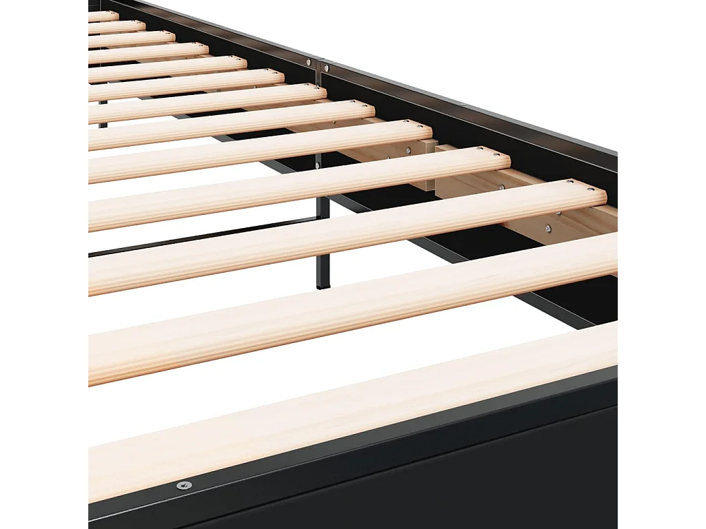 Cadre de lit sans matelas noir 75x190 cm