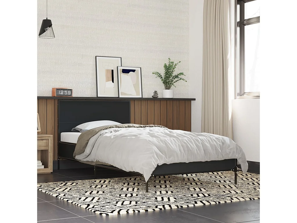Cadre de lit sans matelas noir 75x190 cm