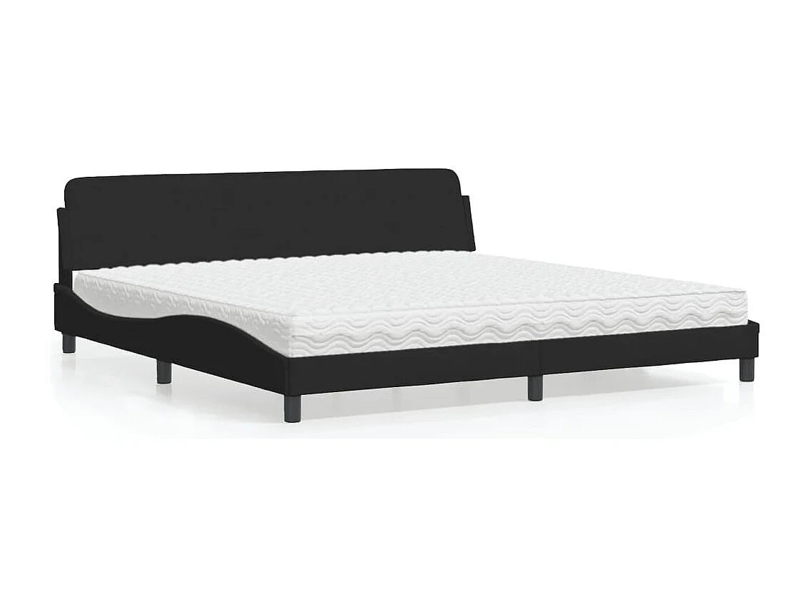 Lit avec matelas Dover noir 200x200 cm velours