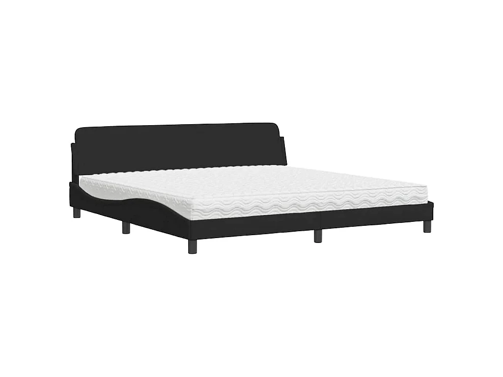 Cama com colchão Dover 200x200 cm veludo preto
