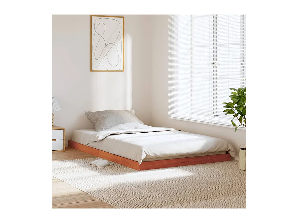 Cadre de lit sans matelas cire marron 120x200cm bois pin massif