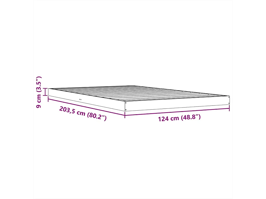 Cadre de lit sans matelas cire marron 120x200cm bois pin massif