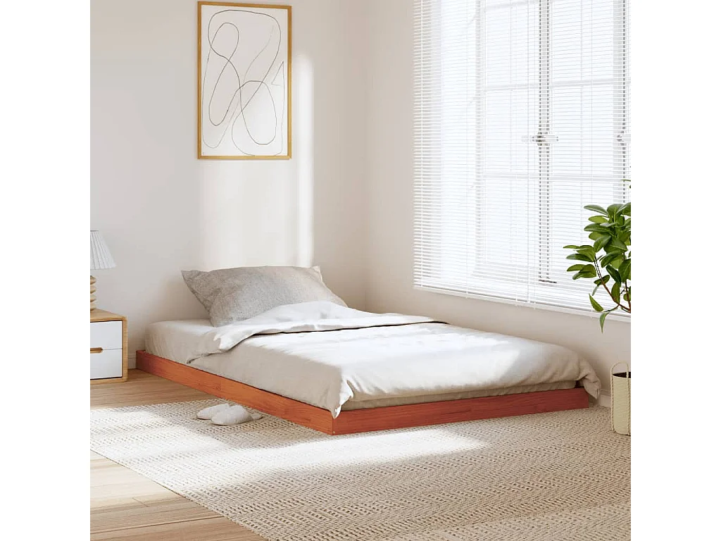 Bedframe massief grenenhout wasbruin 120x200 cm