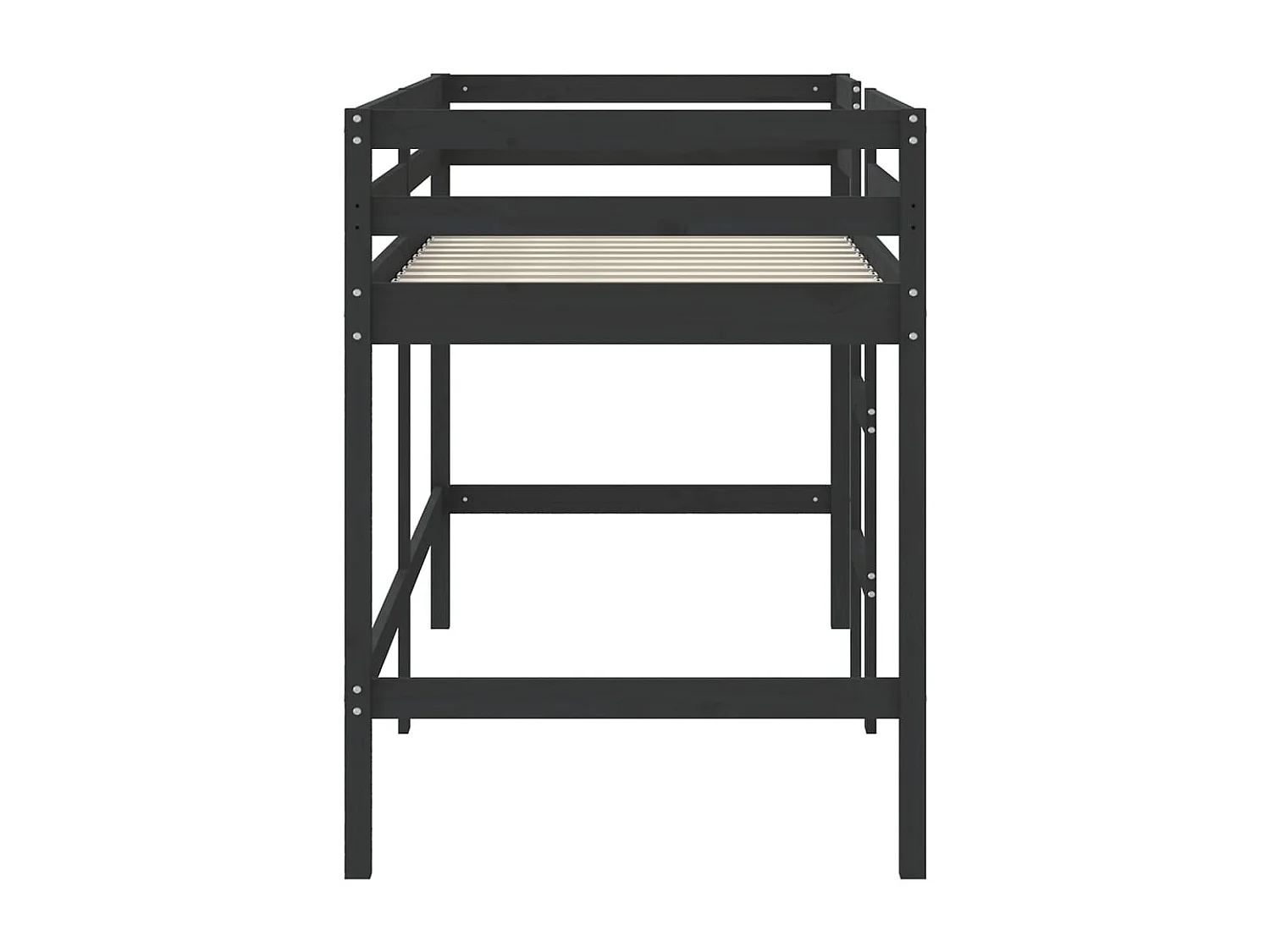 Cama alta p/ criança c/ escada 80x200 cm pinho maciço preto