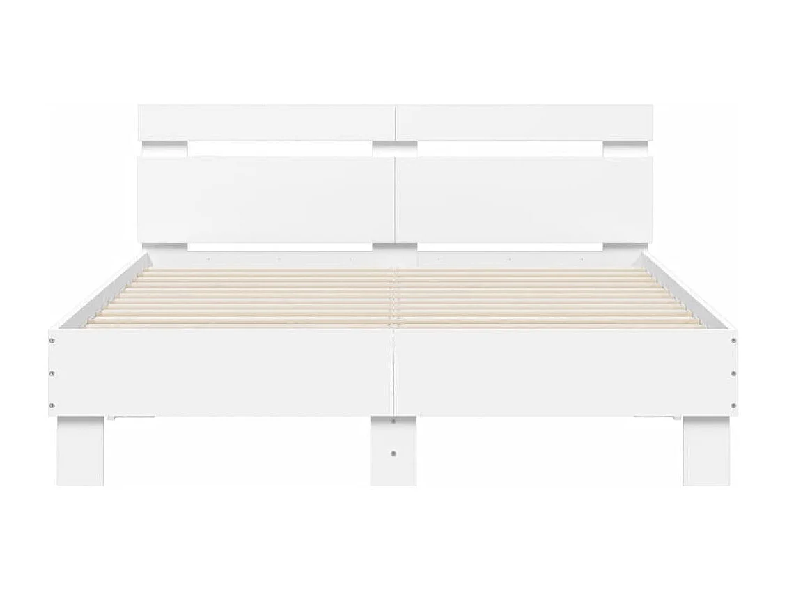 Bettgestell mit Kopfteil LED-Beleuchtung Weiß 120x190 cm