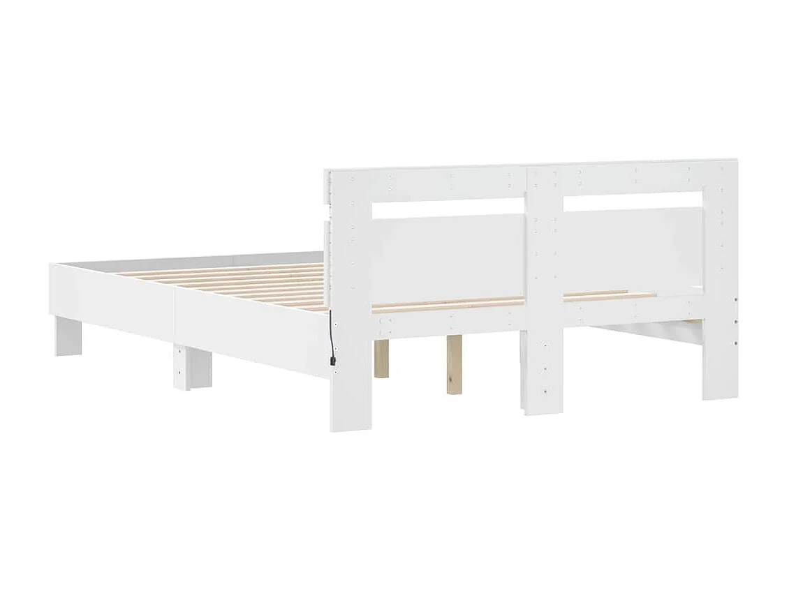 Bedframe met hoofdeinde en LED wit 120x190 cm