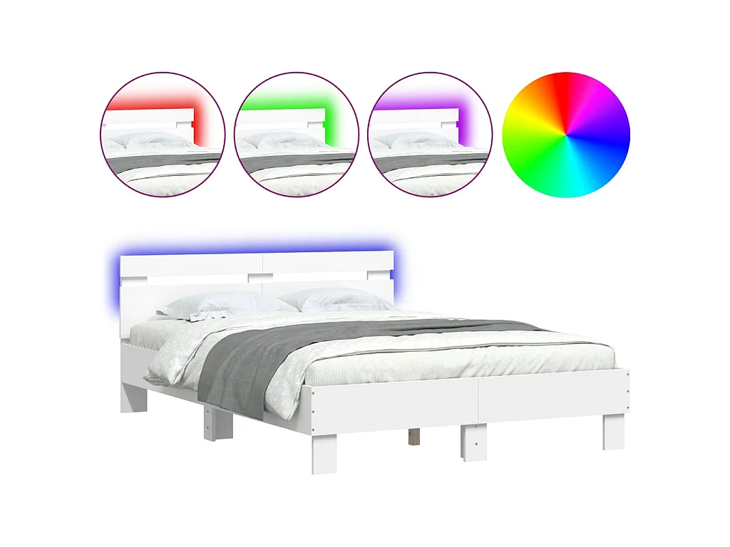Cadre de lit avec LED sans matelas blanc 120x190 cm