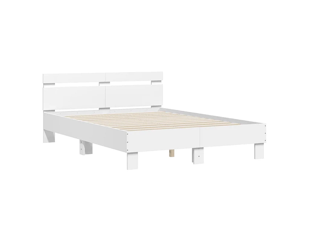 Cadre de lit avec LED sans matelas blanc 120x190 cm
