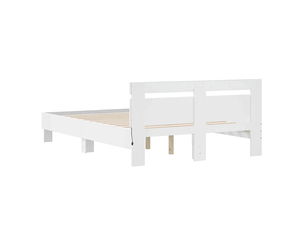 Cadre de lit avec LED sans matelas blanc 120x190 cm