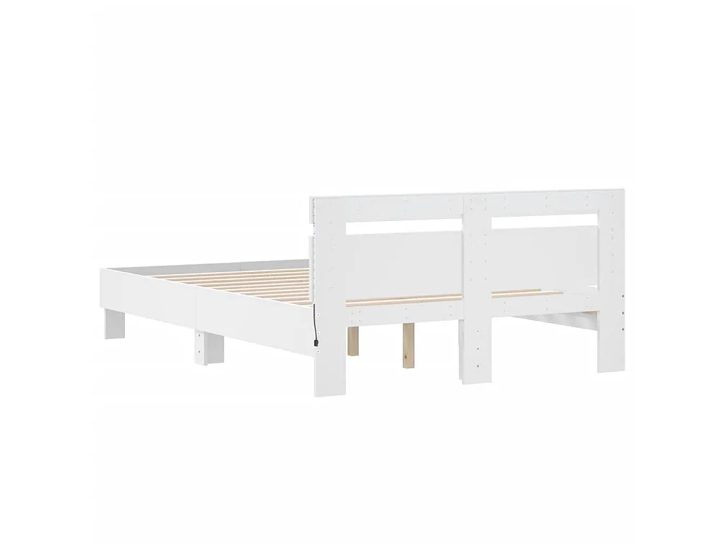 Cadre de lit avec LED sans matelas blanc 120x190 cm