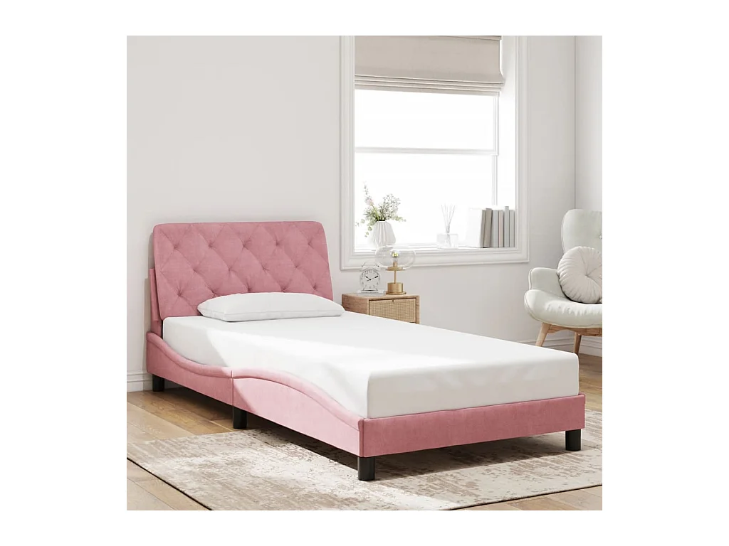 Giroletto con Testiera Rosa 100x200 cm in Velluto