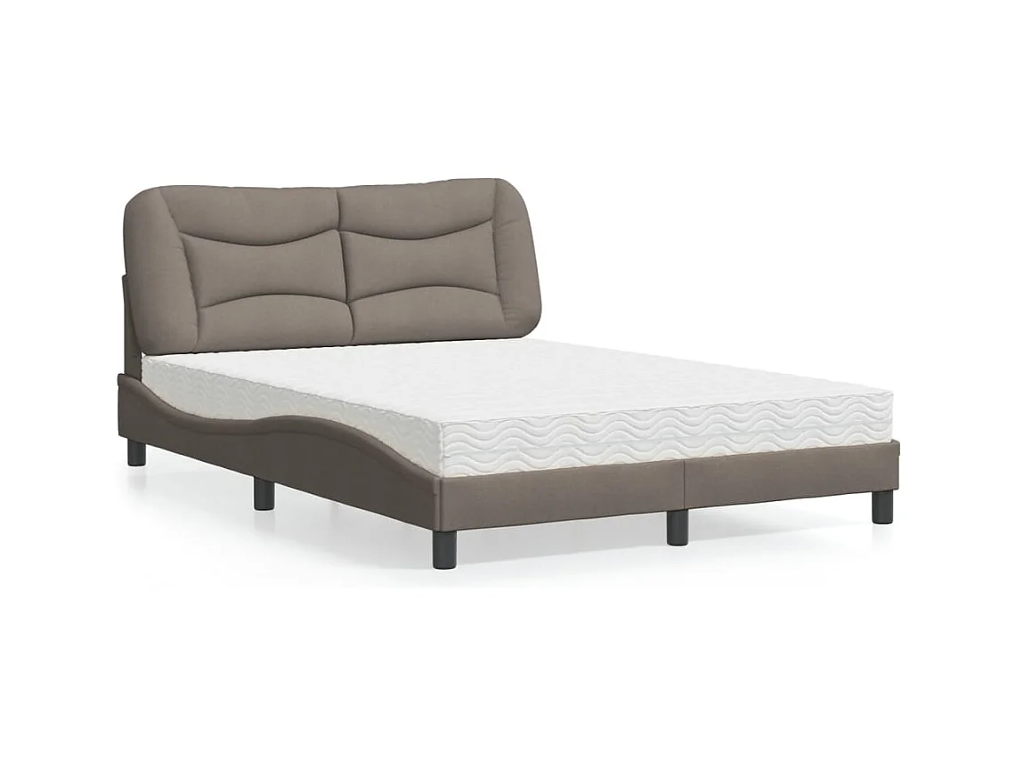 Lit avec matelas taupe 140x200 cm tissu