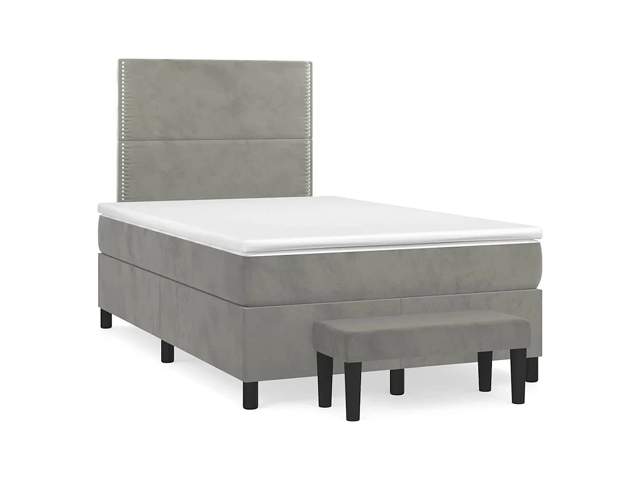 Sommier à lattes de lit et matelas gris clair 120x190cm velours