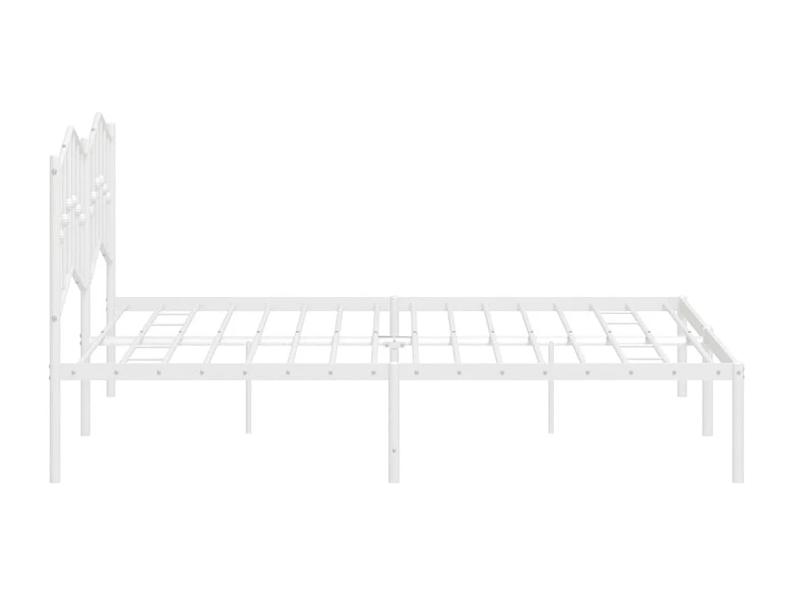 Cadre de lit métal sans matelas et tête de lit blanc 160x200 cm