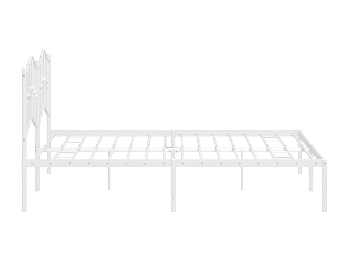 Cadre de lit métal sans matelas et tête de lit blanc 160x200 cm