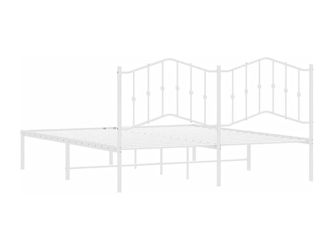 Cadre de lit métal sans matelas et tête de lit blanc 160x200 cm
