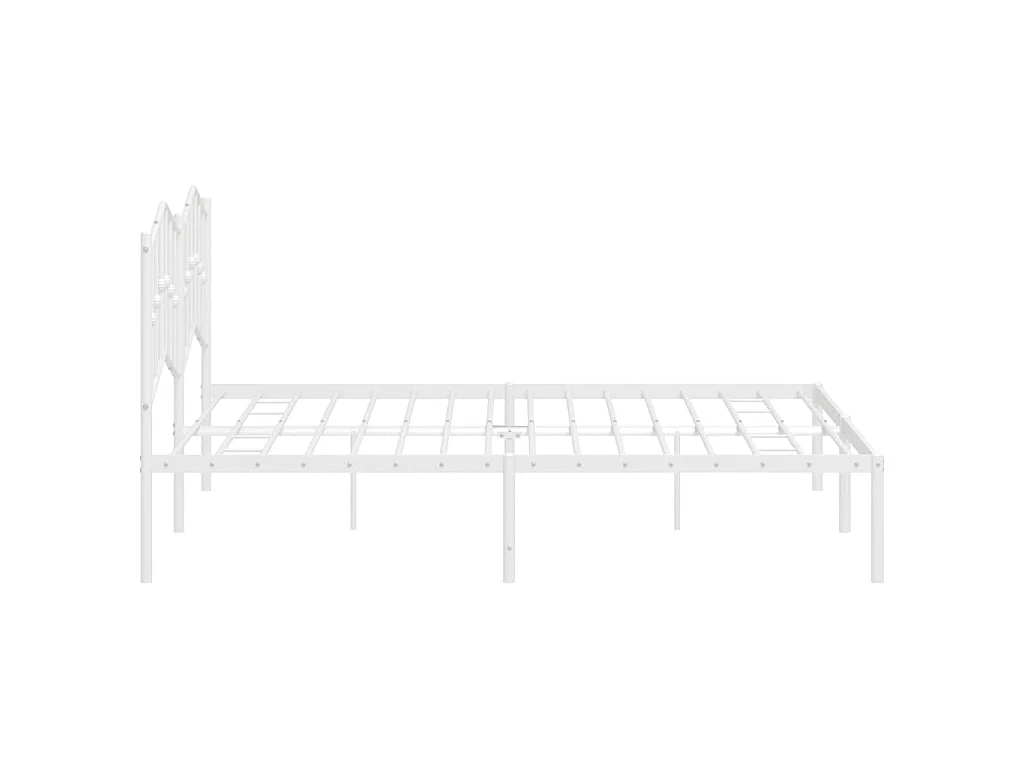 Cadre de lit métal sans matelas et tête de lit blanc 160x200 cm