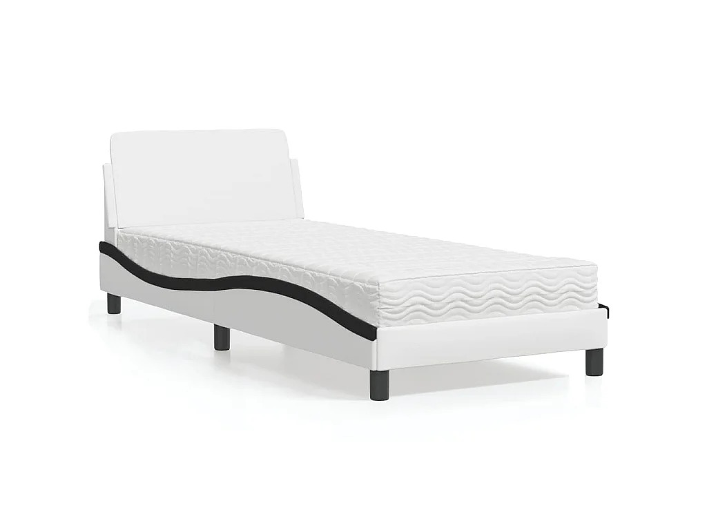 Bett mit Matratze "Dover" Weiß und Schwarz 90x190 cm Kunstleder