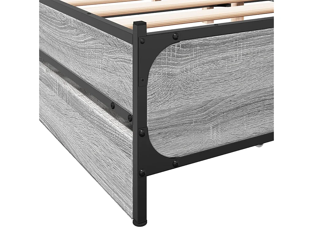 Estrutura de cama c/ gavetas derivados madeira cinza sonoma