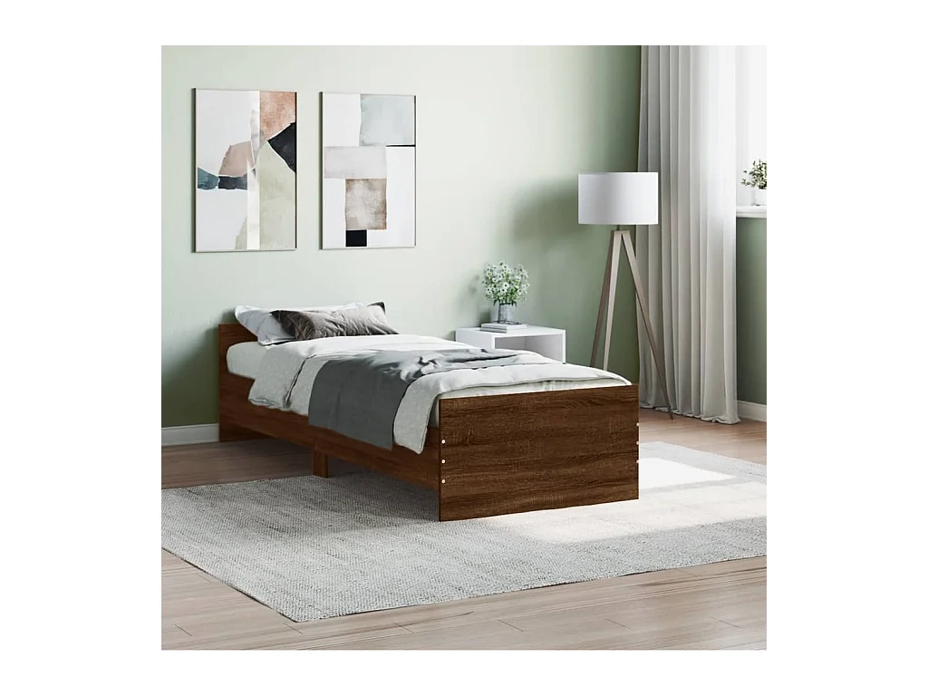 Cadre de lit sans matelas chêne marron 75x190cm bois ingénierie