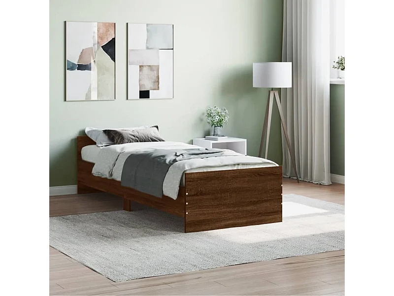 Estrutura cama s/ colchão derivados madeira carvalho castanho