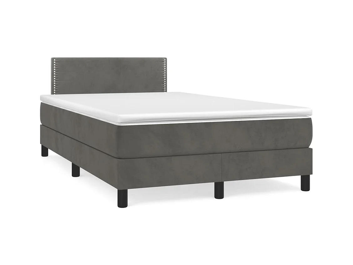 Sommier à lattes de lit et matelas gris foncé 120x190cm velours
