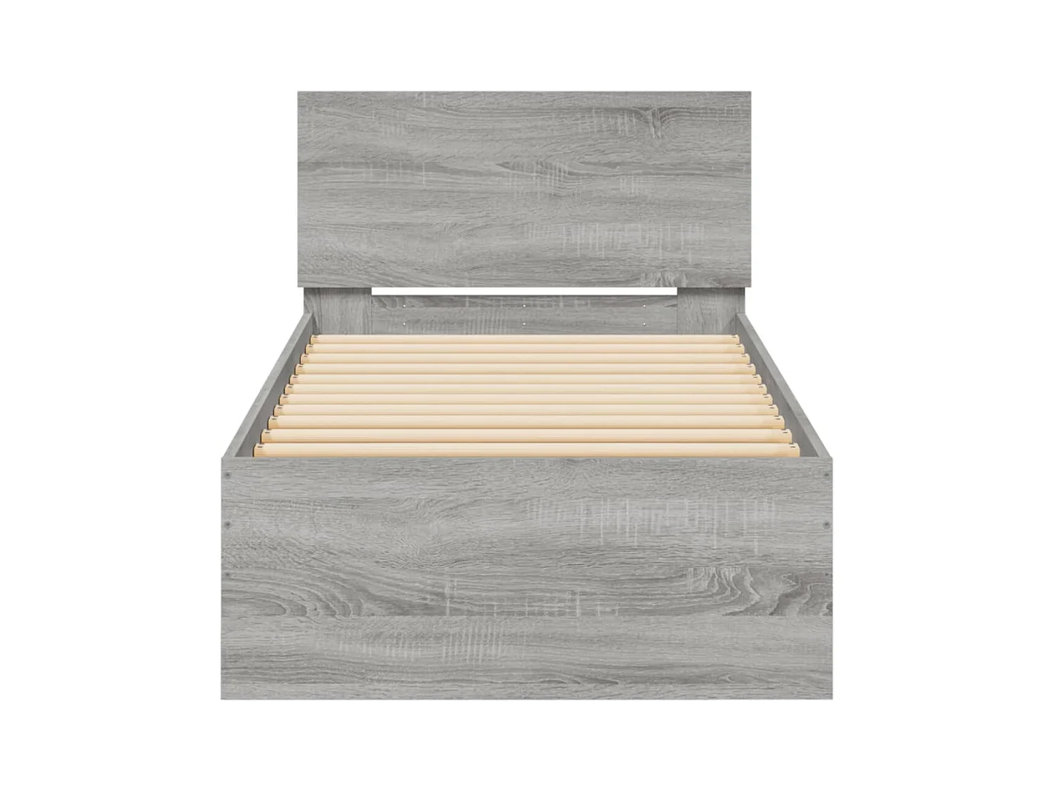 Bettgestell mit Kopfteil und LED-Leuchten Grau Sonoma 90x190 cm