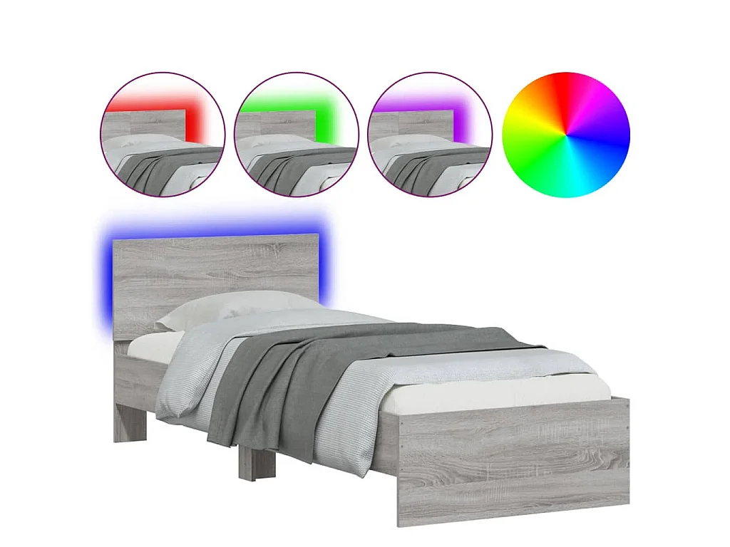 Cadre de lit sans matelas avec lumières LED 90x190 cm