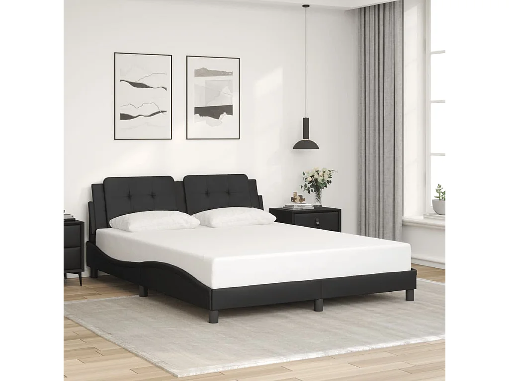 Cadre de lit avec LED sans matelas Zadar noir 160x200 cm