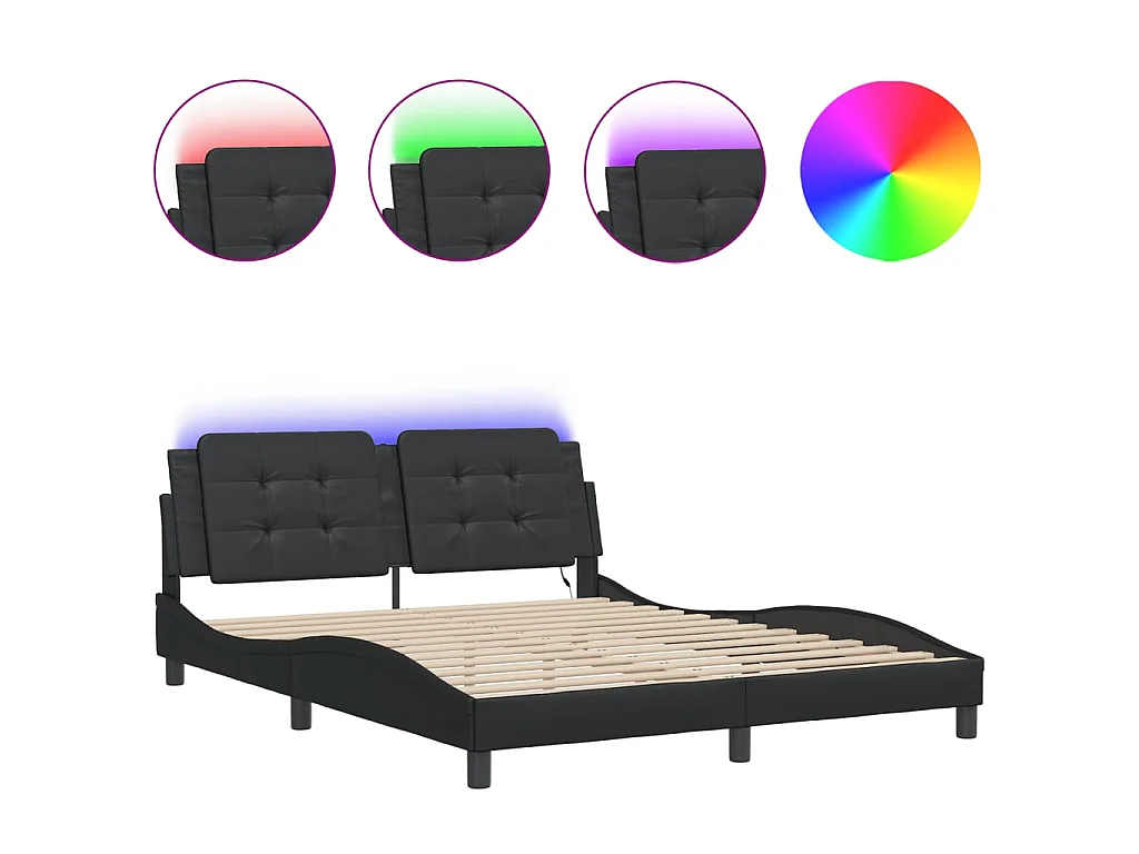 Bedframe met LED zonder matras "Zadar" zwart 160x200 cm