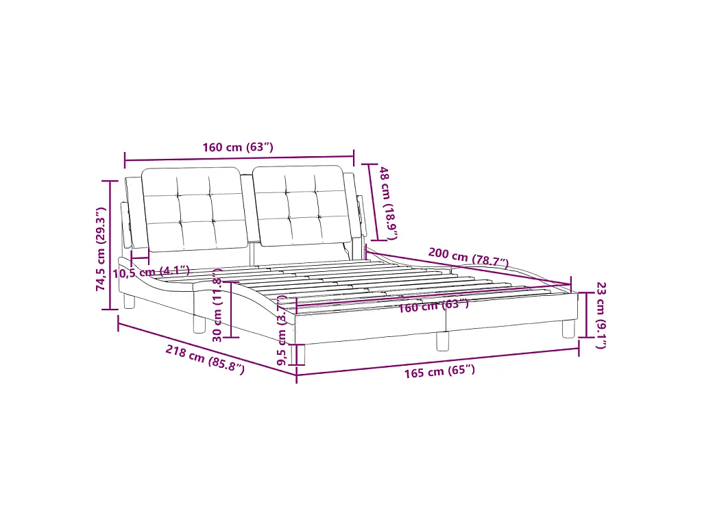 Bedframe met LED zonder matras "Zadar" zwart 160x200 cm