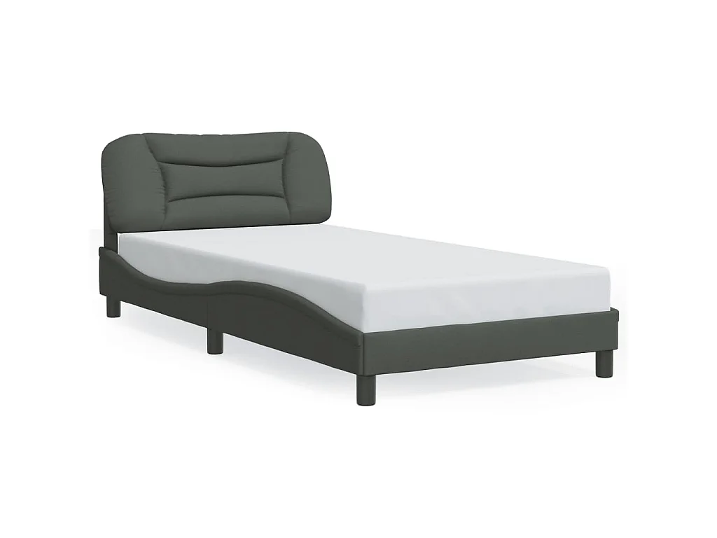 Bedframe met LED zonder matras "Hvar" 100x200 cm stof donkergrijs
