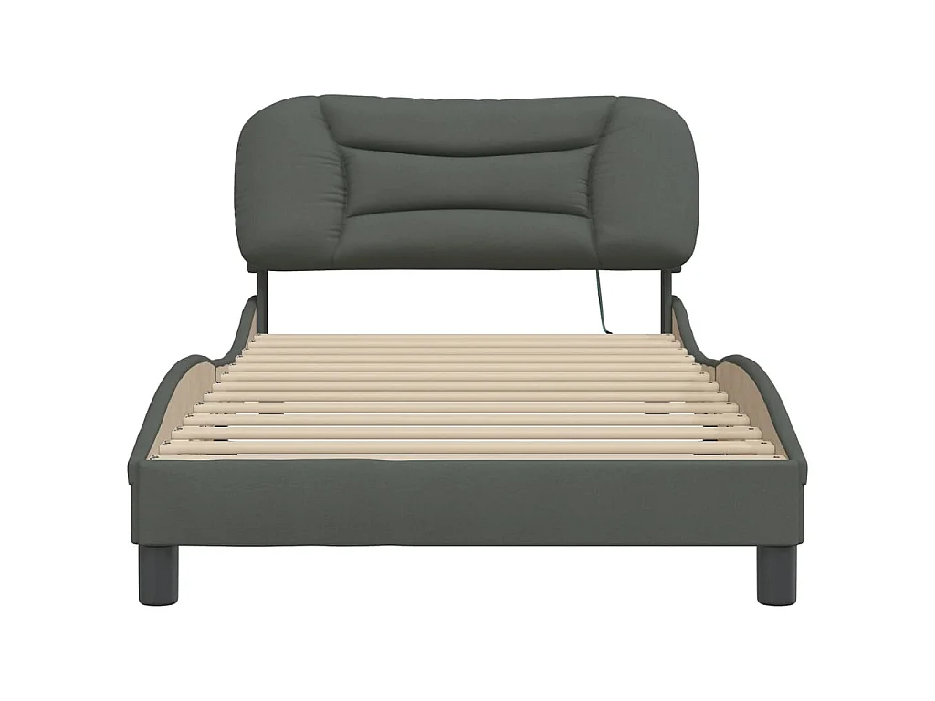 Bedframe met LED zonder matras "Hvar" 100x200 cm stof donkergrijs