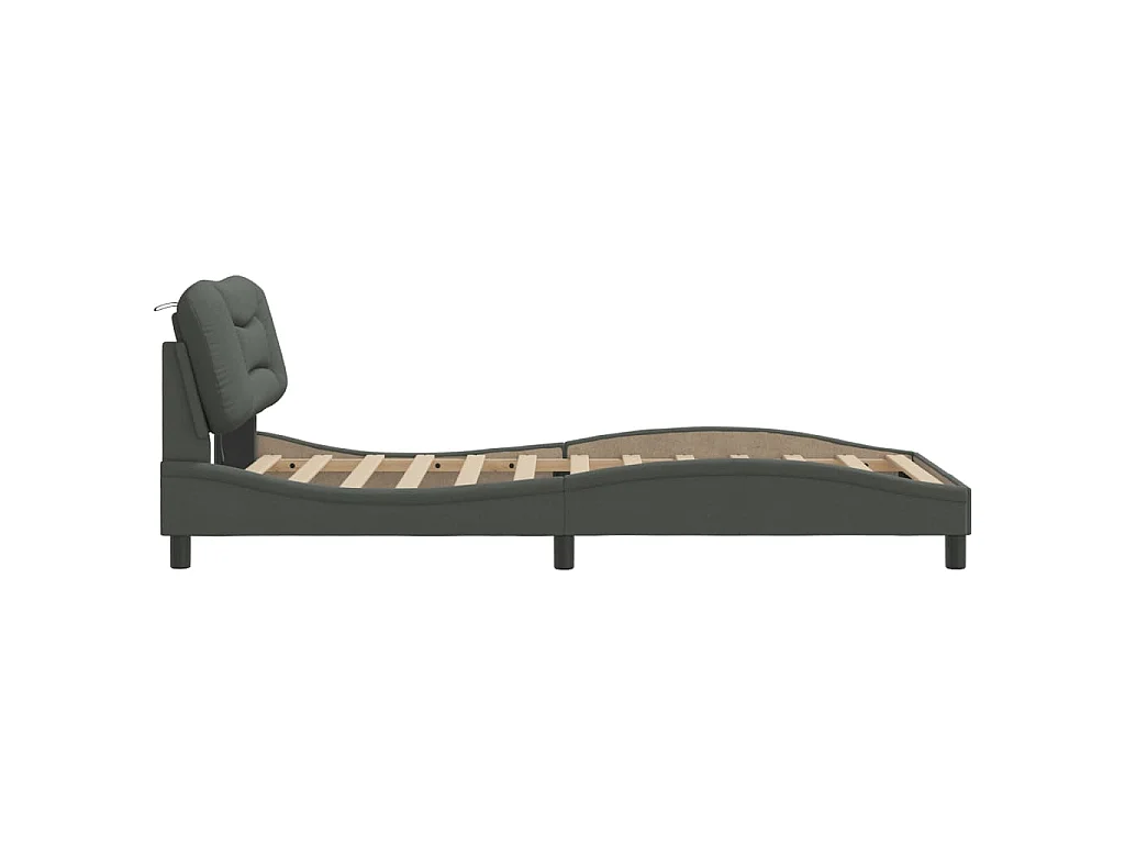 Bedframe met LED zonder matras "Hvar" 100x200 cm stof donkergrijs