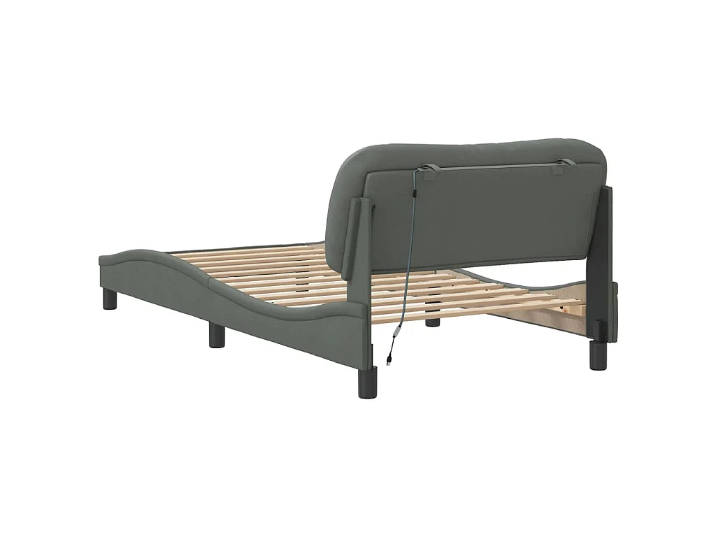 Bedframe met LED zonder matras "Hvar" 100x200 cm stof donkergrijs