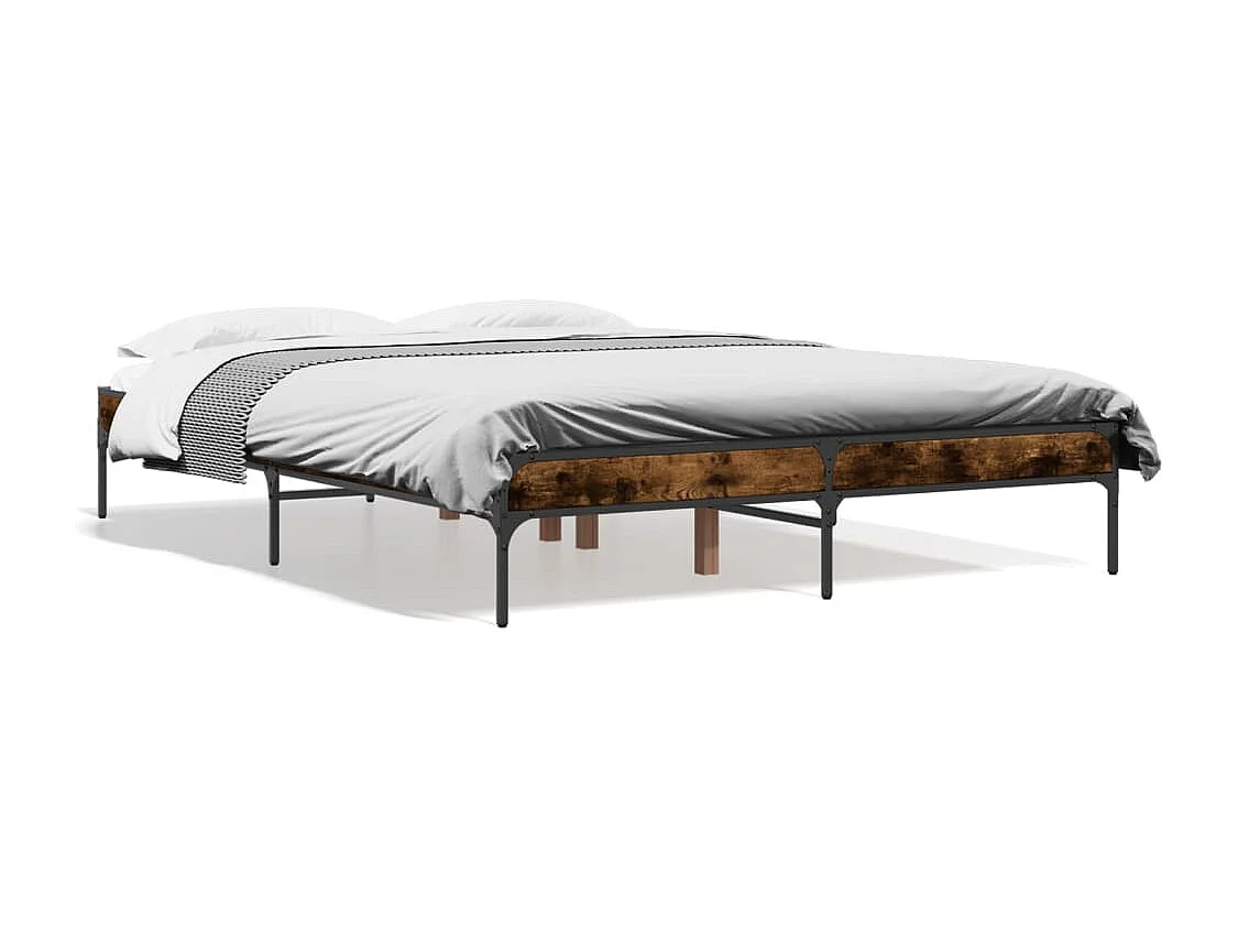 Cadre de lit sans matelas chêne fumé 135x190 cm