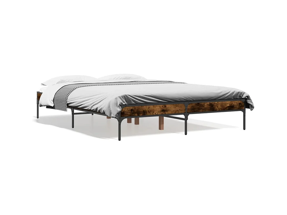Cadre de lit sans matelas chêne fumé 135x190 cm