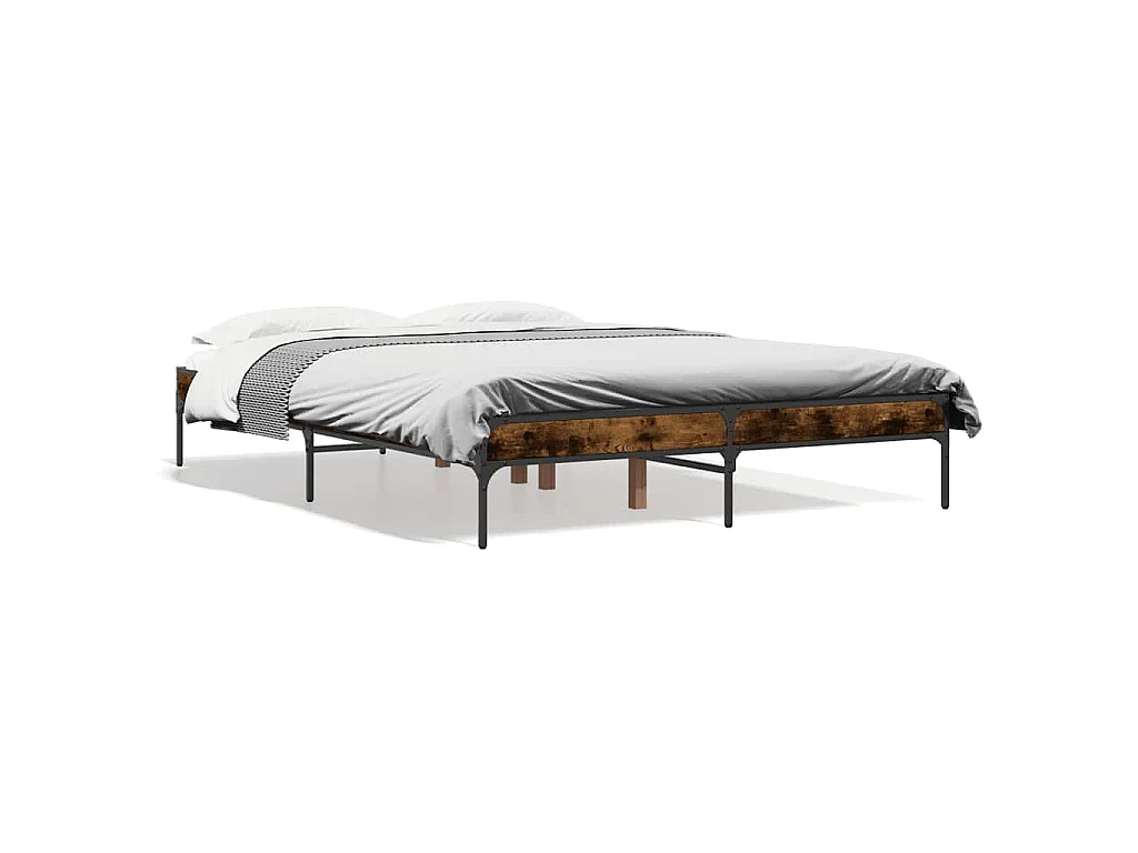 Cadre de lit sans matelas chêne fumé 135x190 cm