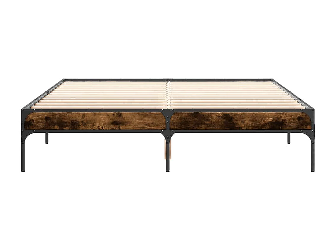 Cadre de lit sans matelas chêne fumé 135x190 cm