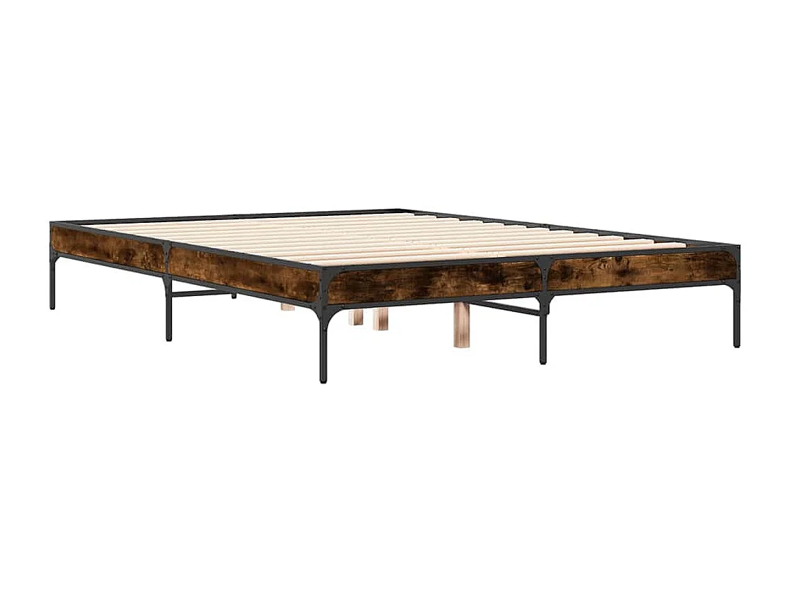 Cadre de lit sans matelas chêne fumé 135x190 cm